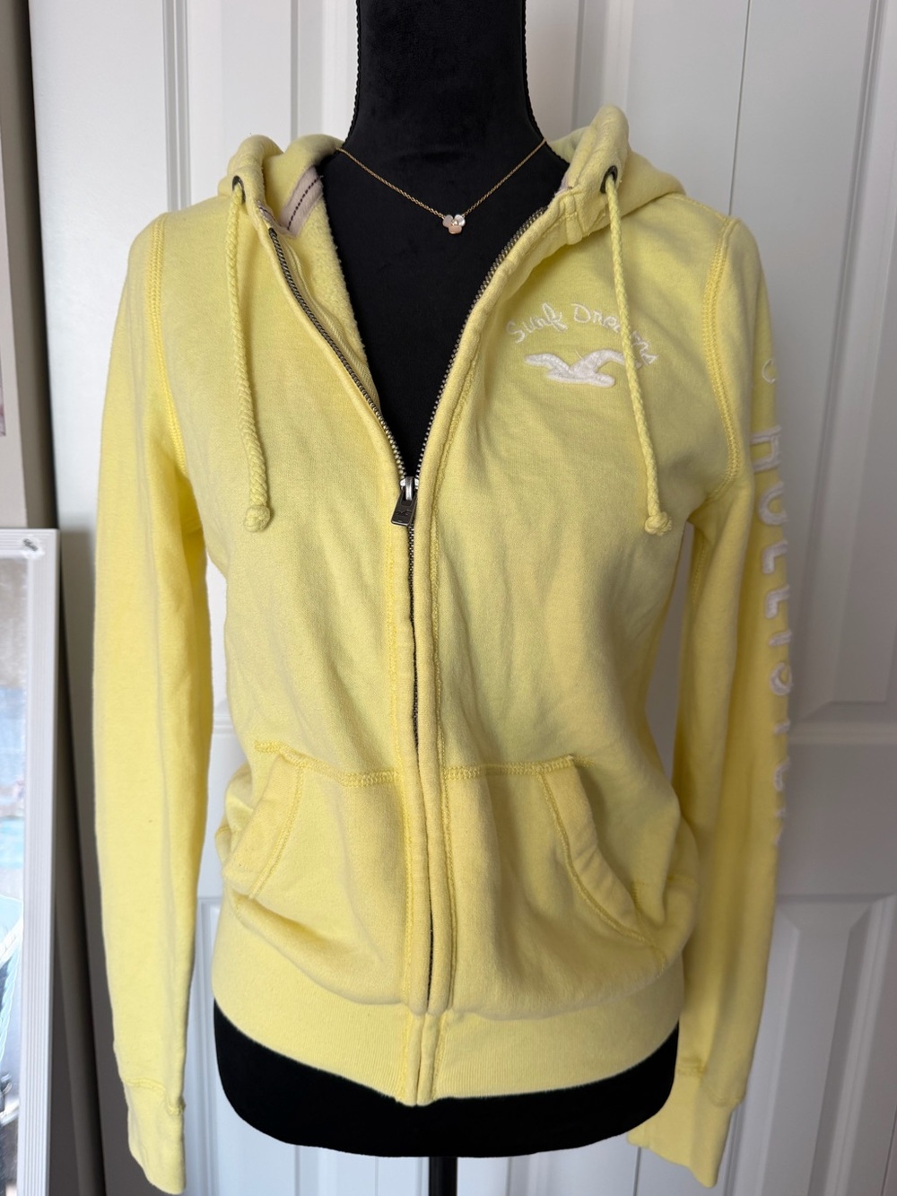 Hollister Pale Yellow Zip-Up Hoodie Jacket